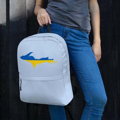 Michigan Upper Peninsula Standard Backpack (w/ UP Ukraine Flag Outline) | Light Blue