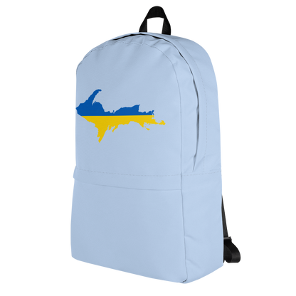 Michigan Upper Peninsula Standard Backpack (w/ UP Ukraine Flag Outline) | Light Blue