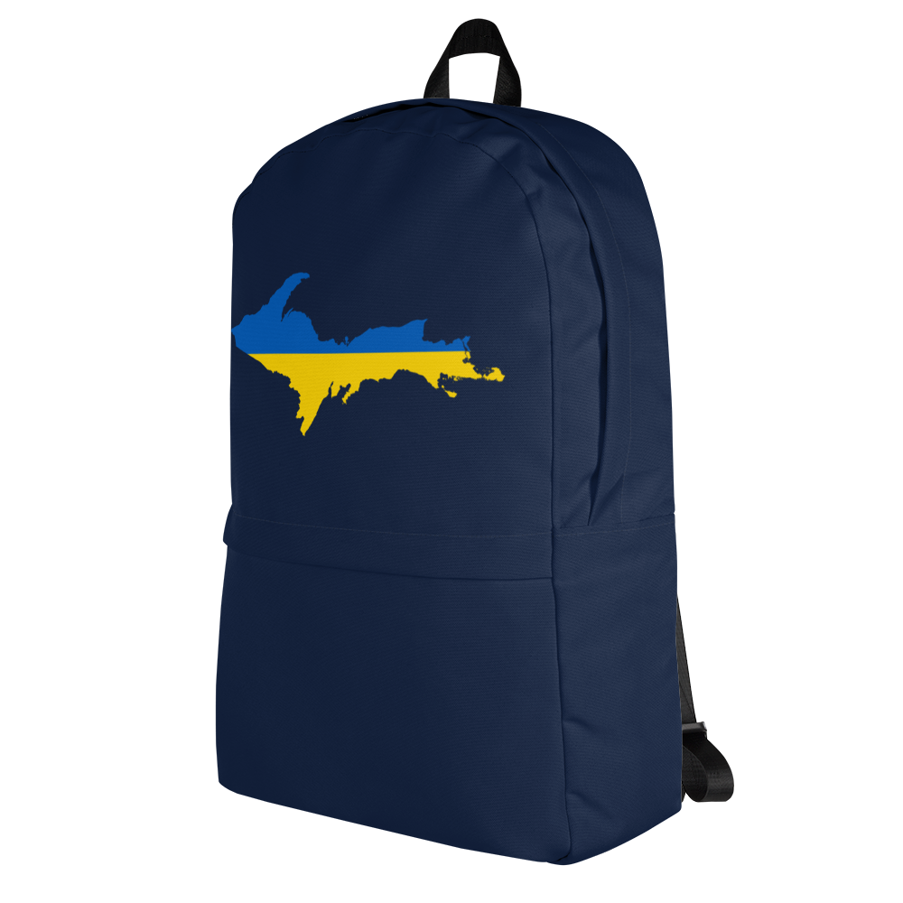 Michigan Upper Peninsula Standard Backpack (w/ UP Ukraine Flag Outline) | Navy