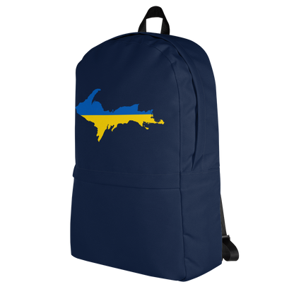 Michigan Upper Peninsula Standard Backpack (w/ UP Ukraine Flag Outline) | Navy