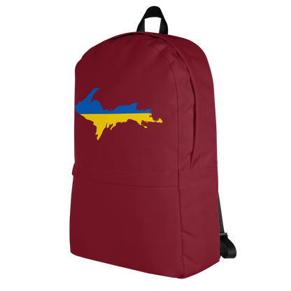 Michigan Upper Peninsula Standard Backpack (w/ UP Ukraine Flag Outline) | Burgundy