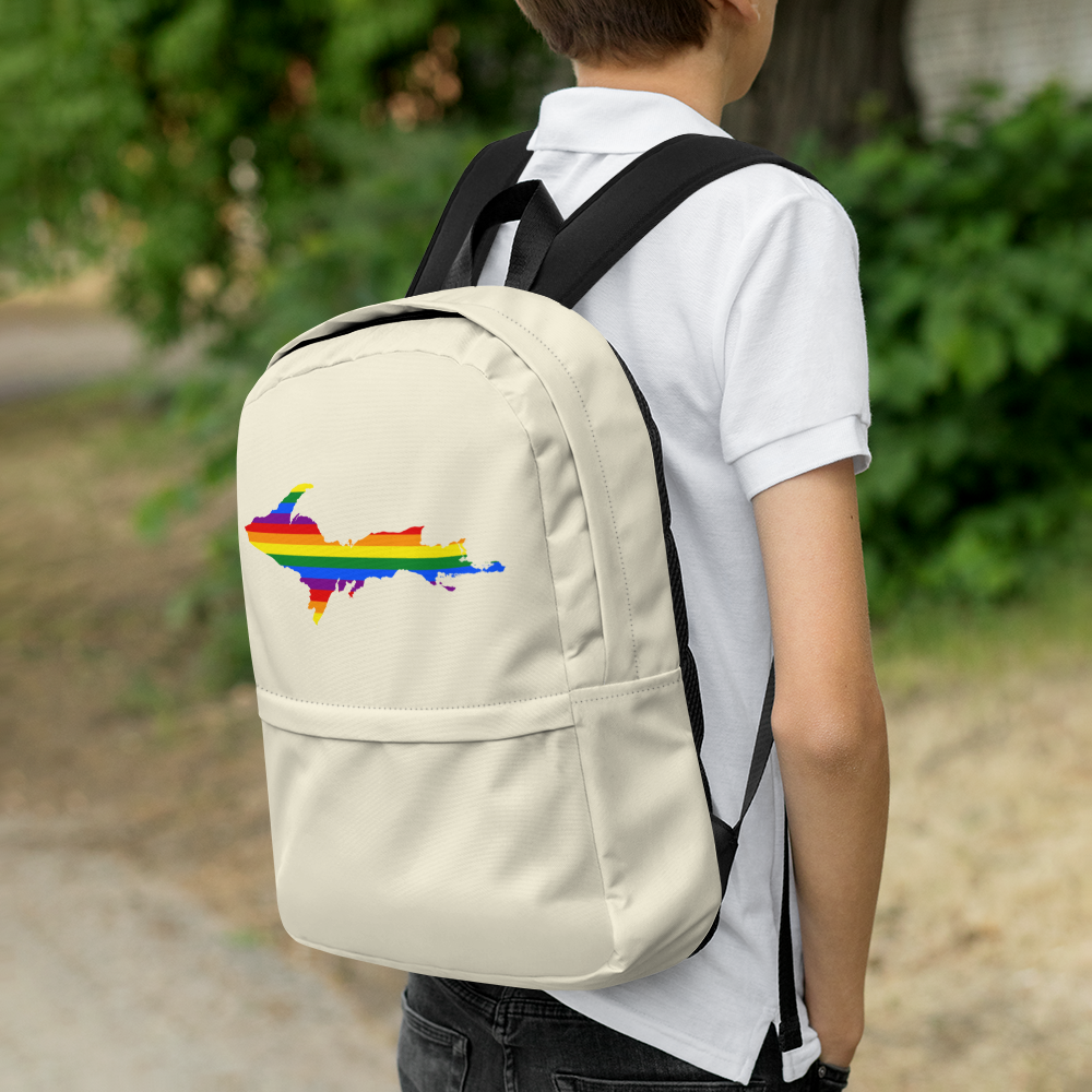 Michigan Upper Peninsula Standard Backpack (w/ UP Pride Flag Outline) | Canvas Color