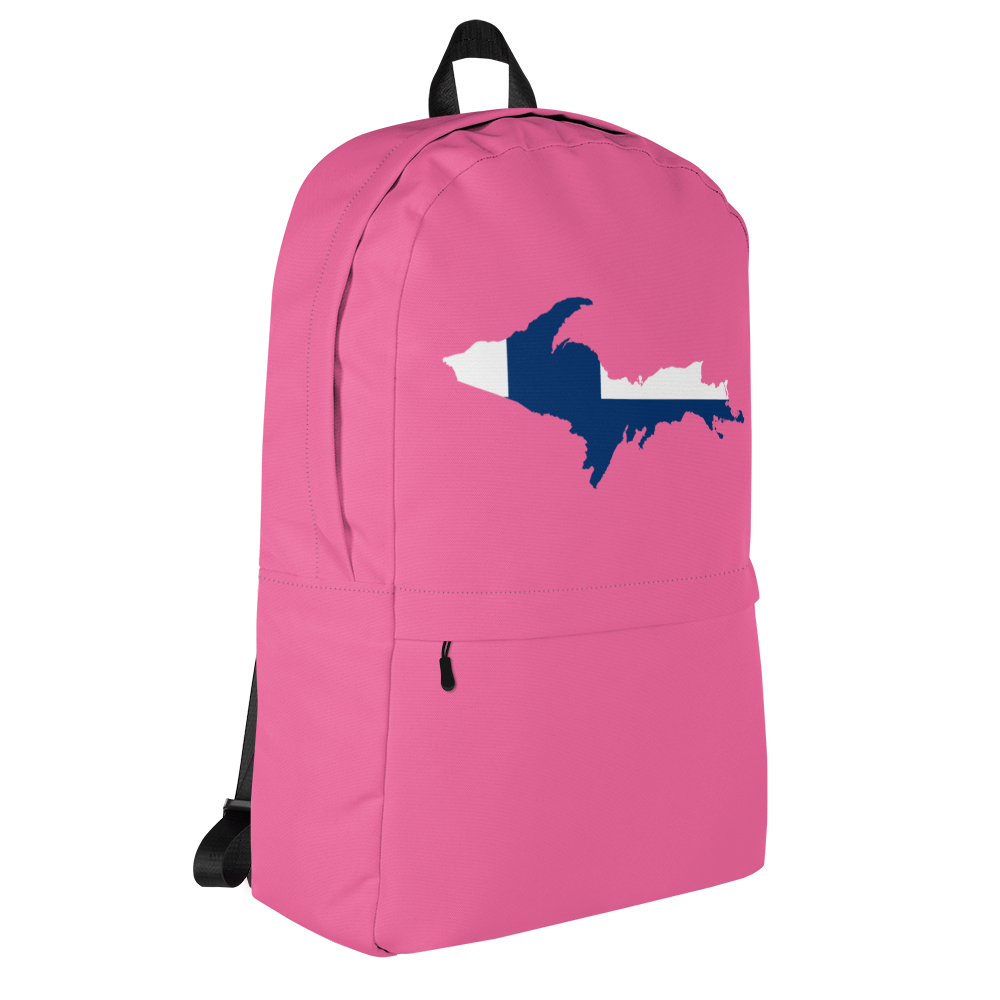 Michigan Upper Peninsula Standard Backpack (w/ UP Finland Flag Outline) | Hot Pink