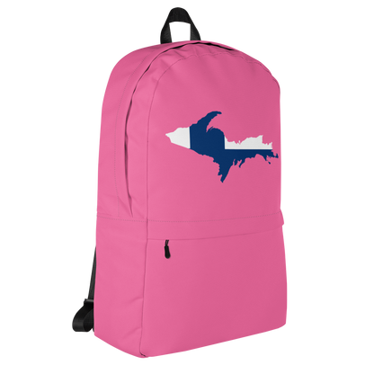 Michigan Upper Peninsula Standard Backpack (w/ UP Finland Flag Outline) | Hot Pink