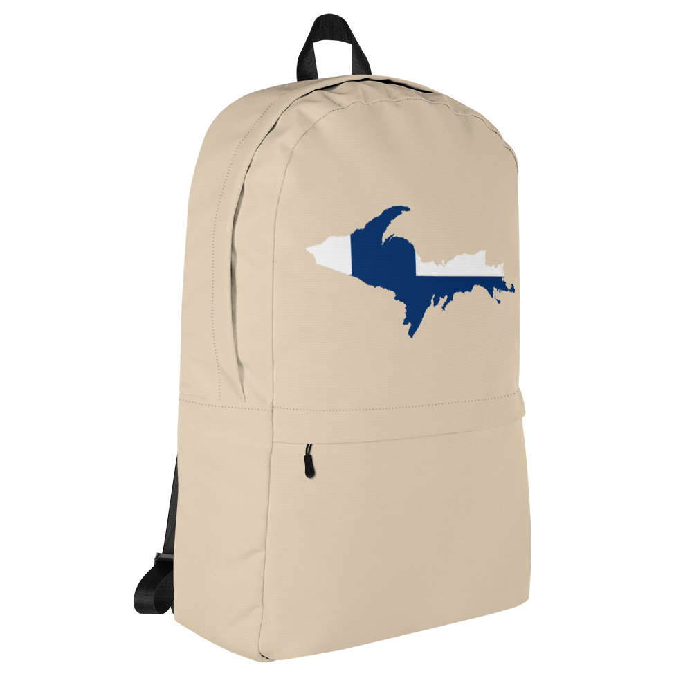 Michigan Upper Peninsula Standard Backpack (w/ UP Finland Flag Outline) | Canvas Color