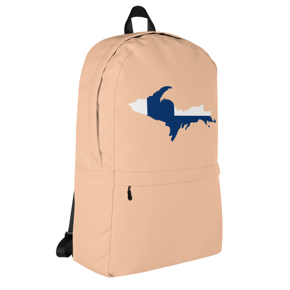 Michigan Upper Peninsula Standard Backpack (w/ UP Finland Flag Outline) | Peach Color