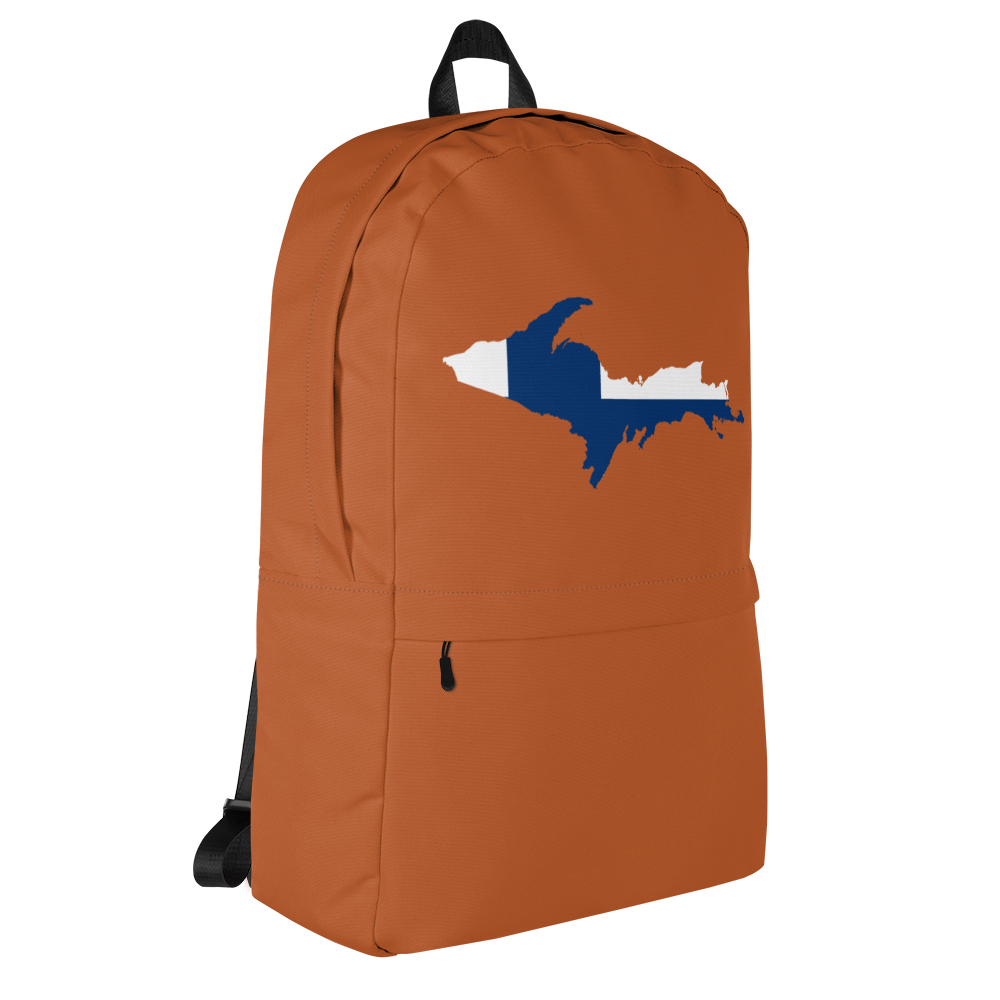 Michigan Upper Peninsula Standard Backpack (w/ UP Finland Flag Outline) | Tawny Color