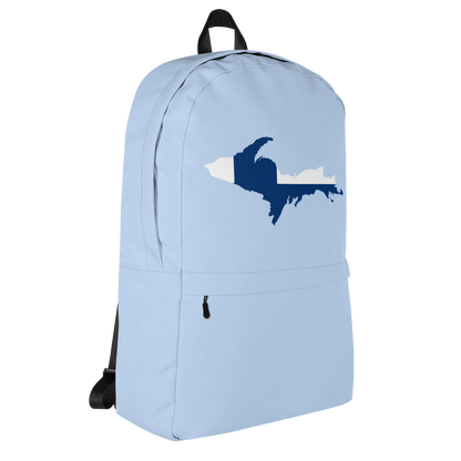 Michigan Upper Peninsula Standard Backpack (w/ UP Finland Flag Outline) | Sky Blue Color