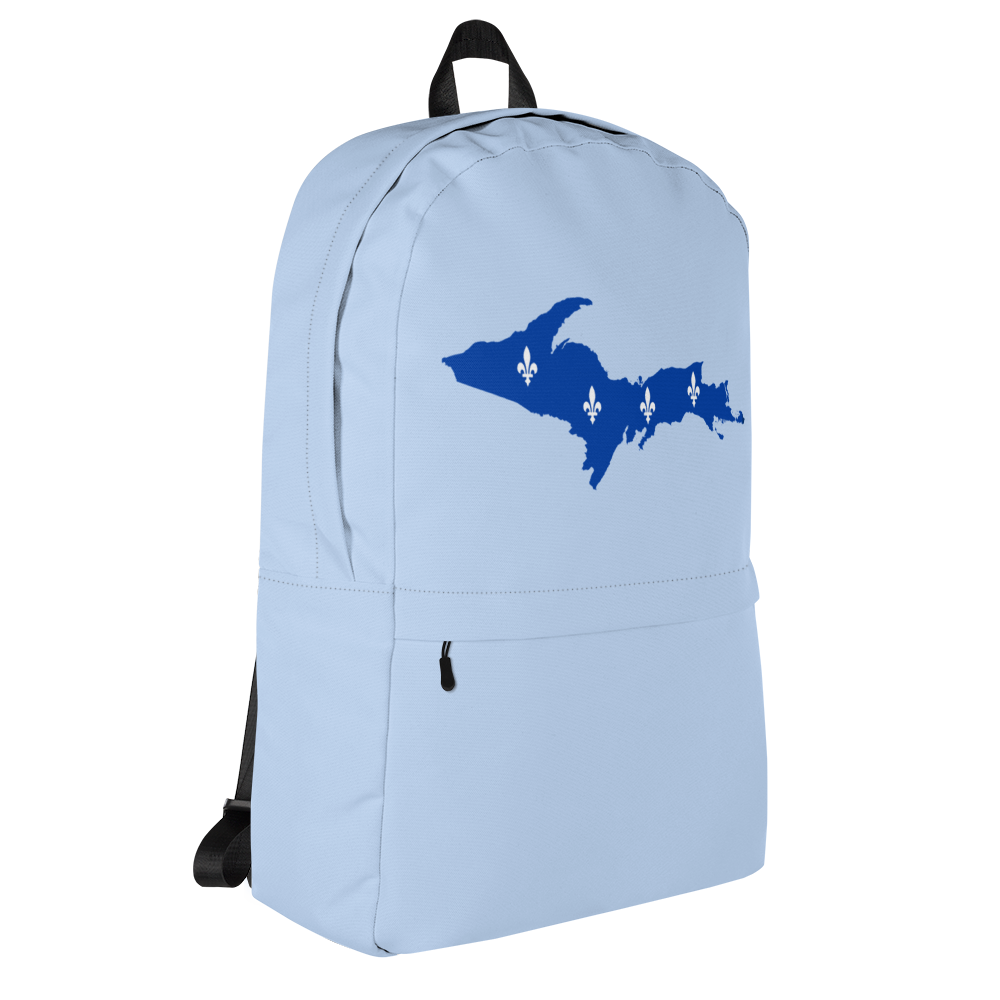 Michigan Upper Peninsula Standard Backpack (w/ UP Quebec Flag Outline) | Light Blue