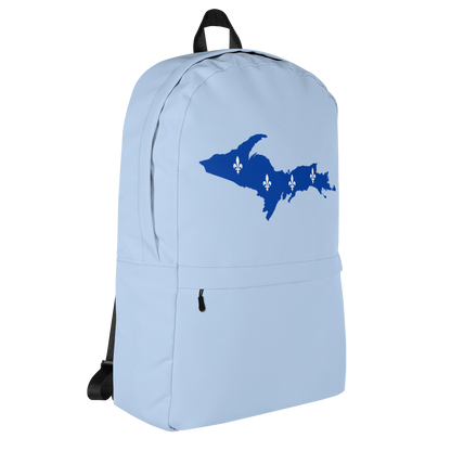 Michigan Upper Peninsula Standard Backpack (w/ UP Quebec Flag Outline) | Light Blue