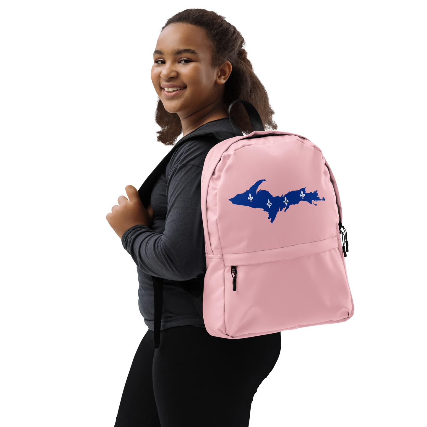 Michigan Upper Peninsula Standard Backpack (w/ UP Quebec Flag Outline) | Pink