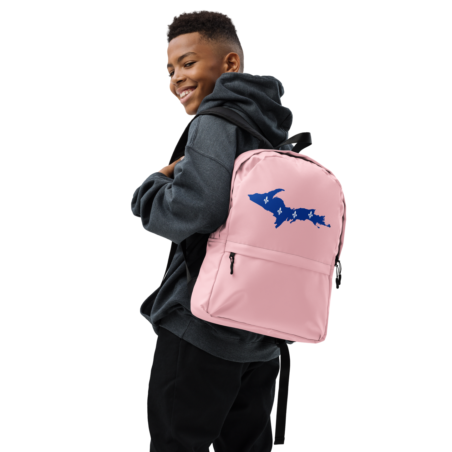 Michigan Upper Peninsula Standard Backpack (w/ UP Quebec Flag Outline) | Pink