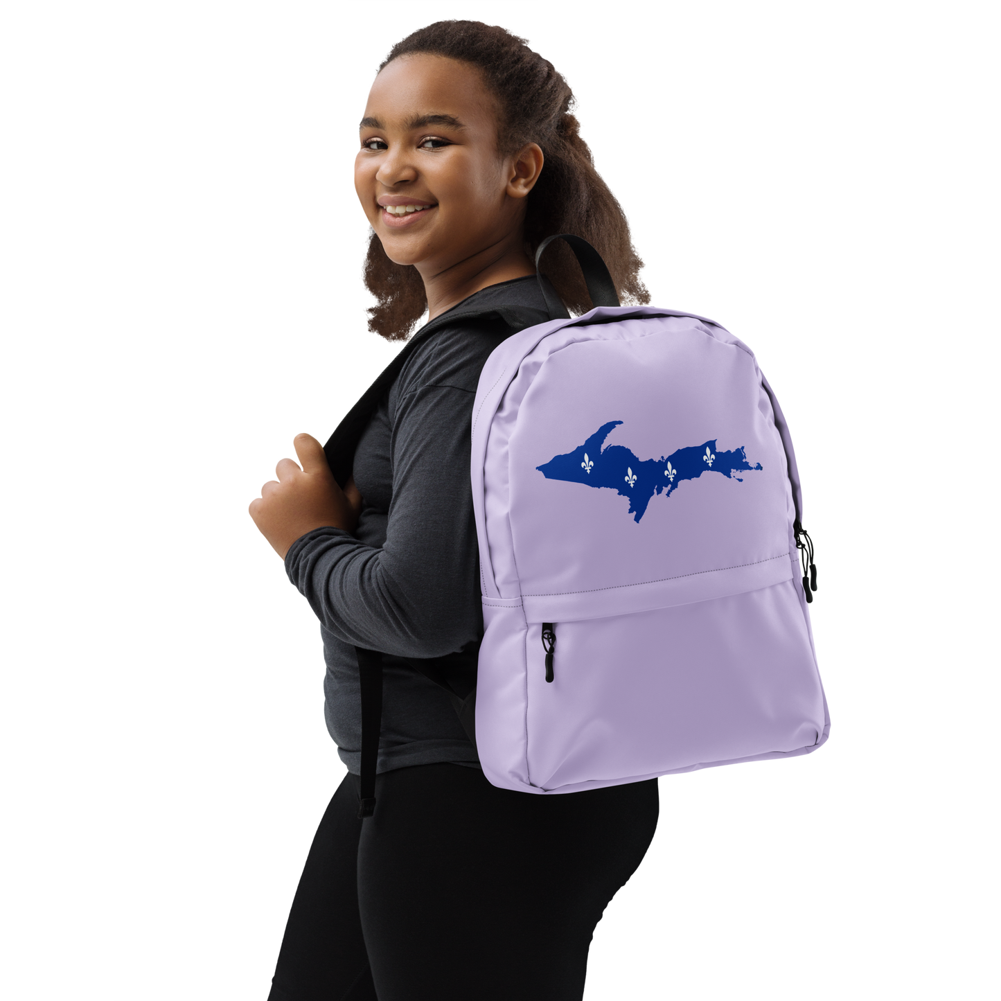 Michigan Upper Peninsula Standard Backpack (w/ UP Quebec Flag Outline) | Lavender