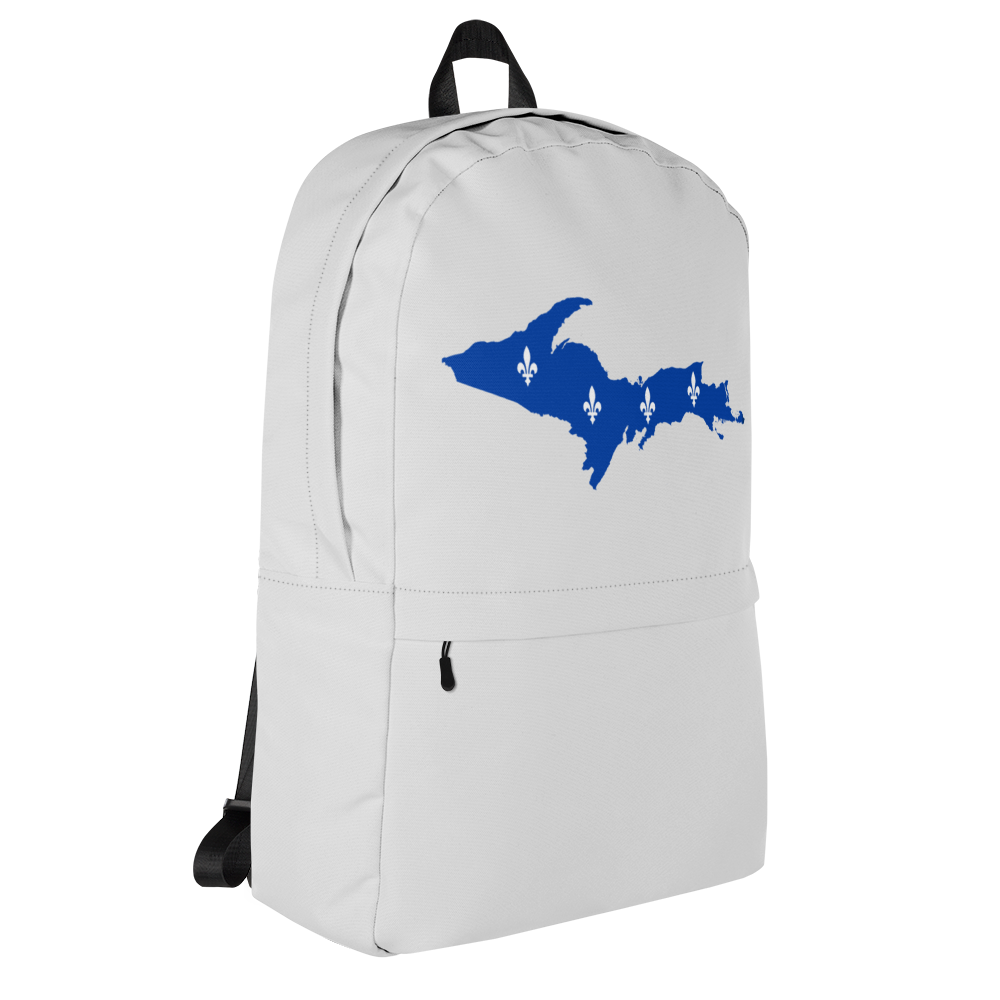 Michigan Upper Peninsula Standard Backpack (w/ UP Quebec Flag Outline) | Silver