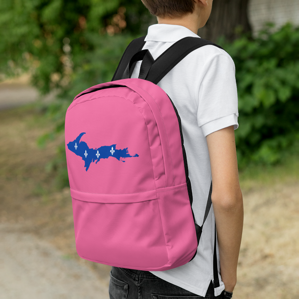 Michigan Upper Peninsula Standard Backpack (w/ UP Quebec Flag Outline) | Hot Pink