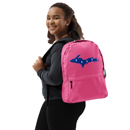 Michigan Upper Peninsula Standard Backpack (w/ UP Quebec Flag Outline) | Hot Pink