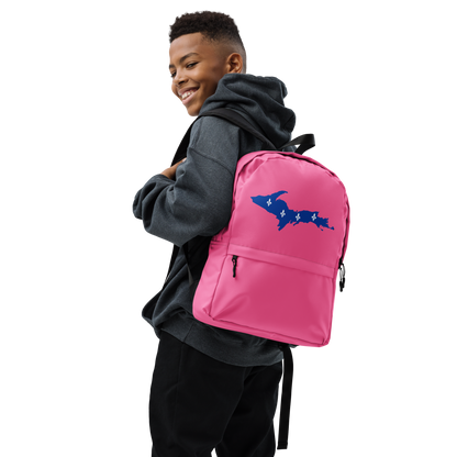 Michigan Upper Peninsula Standard Backpack (w/ UP Quebec Flag Outline) | Hot Pink