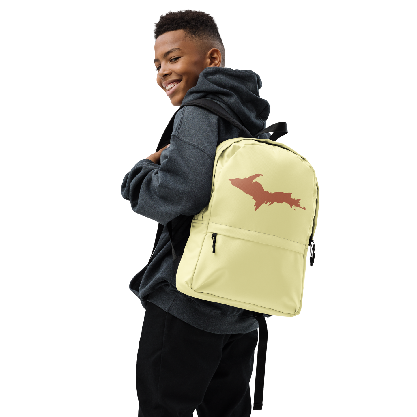 Michigan Upper Peninsula Standard Backpack (w/ Copper UP Outline) | Cherry Yellow