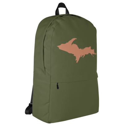 Michigan Upper Peninsula Standard Backpack (w/ Copper UP Outline) | Army Green