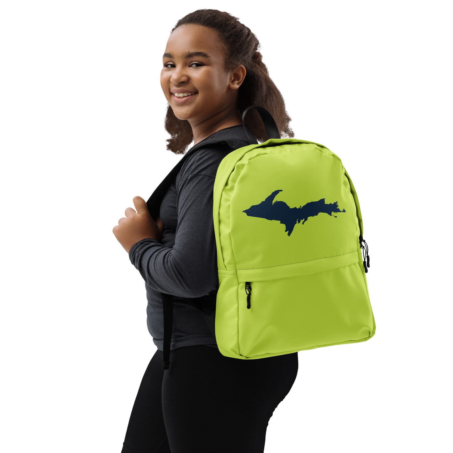 Michigan Upper Peninsula Standard Backpack (w/ Navy UP Outline) | Gooseberry Green