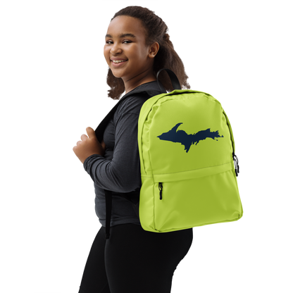 Michigan Upper Peninsula Standard Backpack (w/ Navy UP Outline) | Gooseberry Green