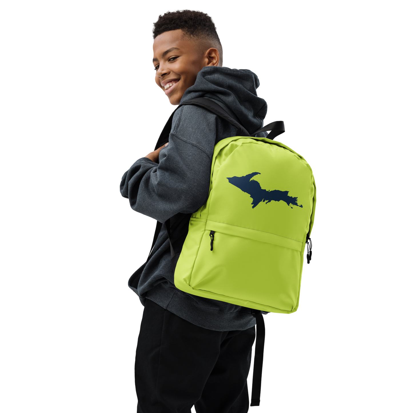 Michigan Upper Peninsula Standard Backpack (w/ Navy UP Outline) | Gooseberry Green