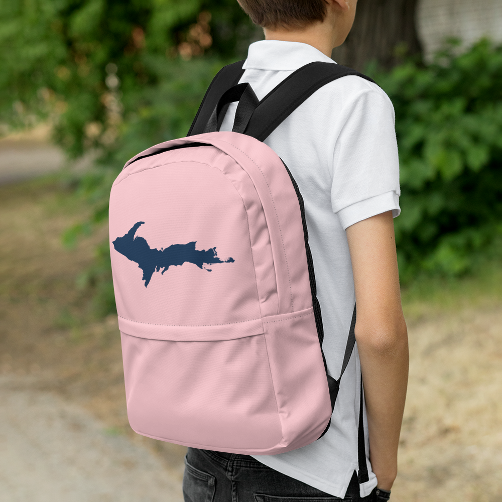 Michigan Upper Peninsula Standard Backpack (w/ Navy UP Outline) | Pink