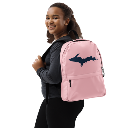 Michigan Upper Peninsula Standard Backpack (w/ Navy UP Outline) | Pink