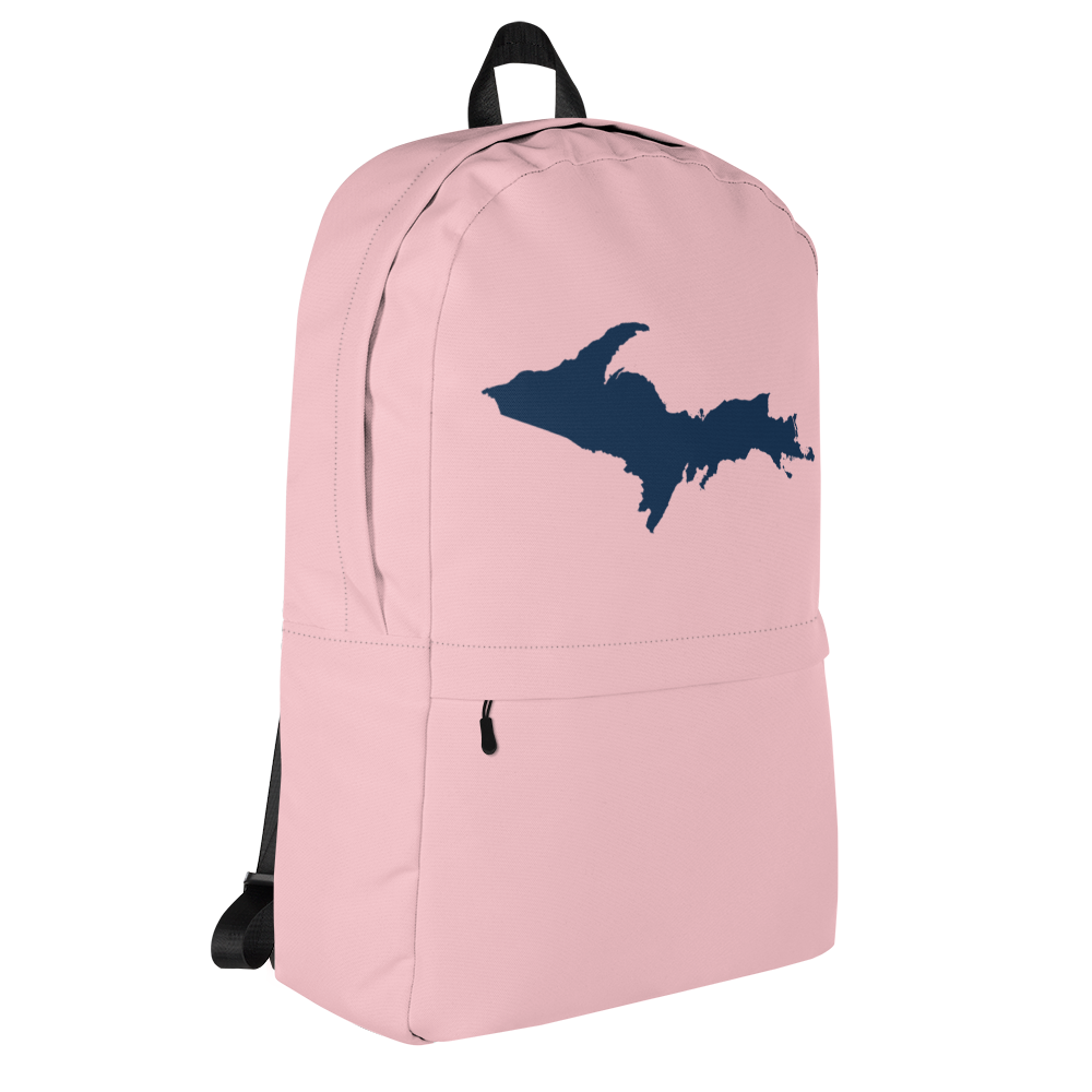 Michigan Upper Peninsula Standard Backpack (w/ Navy UP Outline) | Pink