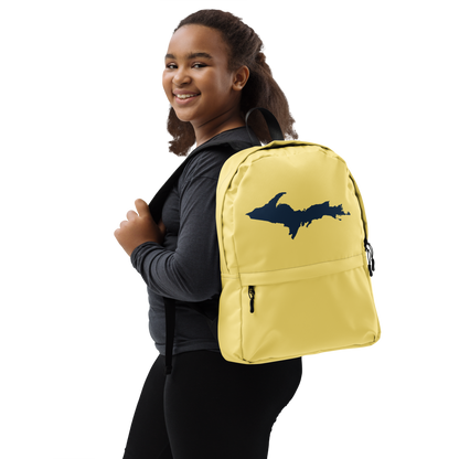 Michigan Upper Peninsula Standard Backpack (w/ Navy UP Outline) | Cherry Yellow