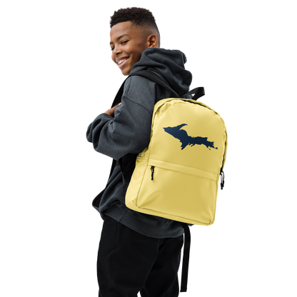 Michigan Upper Peninsula Standard Backpack (w/ Navy UP Outline) | Cherry Yellow