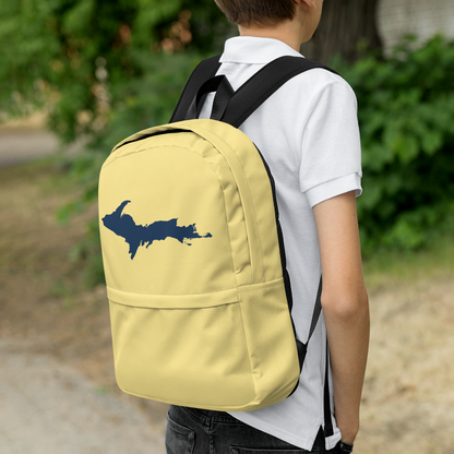 Michigan Upper Peninsula Standard Backpack (w/ Navy UP Outline) | Cherry Yellow