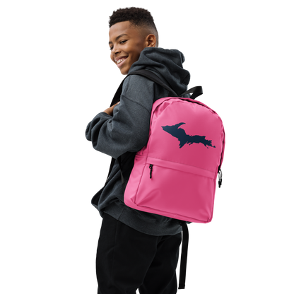 Michigan Upper Peninsula Standard Backpack (w/ Navy UP Outline) | Hot Pink