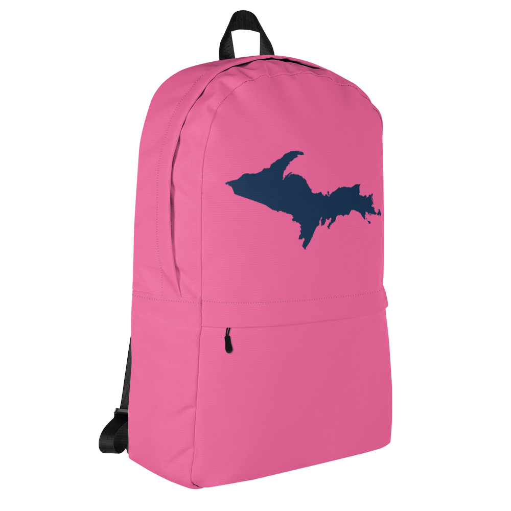 Michigan Upper Peninsula Standard Backpack (w/ Navy UP Outline) | Hot Pink