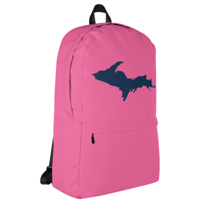 Michigan Upper Peninsula Standard Backpack (w/ Navy UP Outline) | Hot Pink