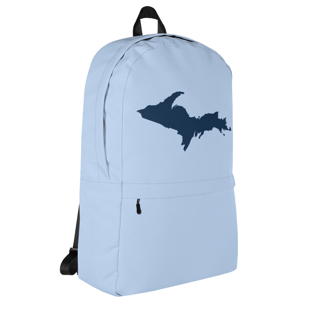 Michigan Upper Peninsula Standard Backpack (w/ Navy UP Outline) | Light Blue