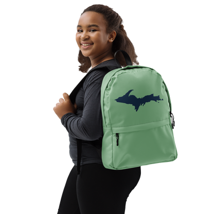 Michigan Upper Peninsula Standard Backpack (w/ Navy UP Outline) | Sea Green