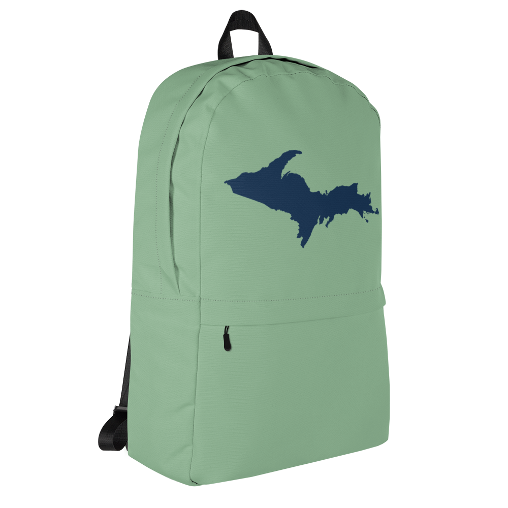 Michigan Upper Peninsula Standard Backpack (w/ Navy UP Outline) | Sea Green