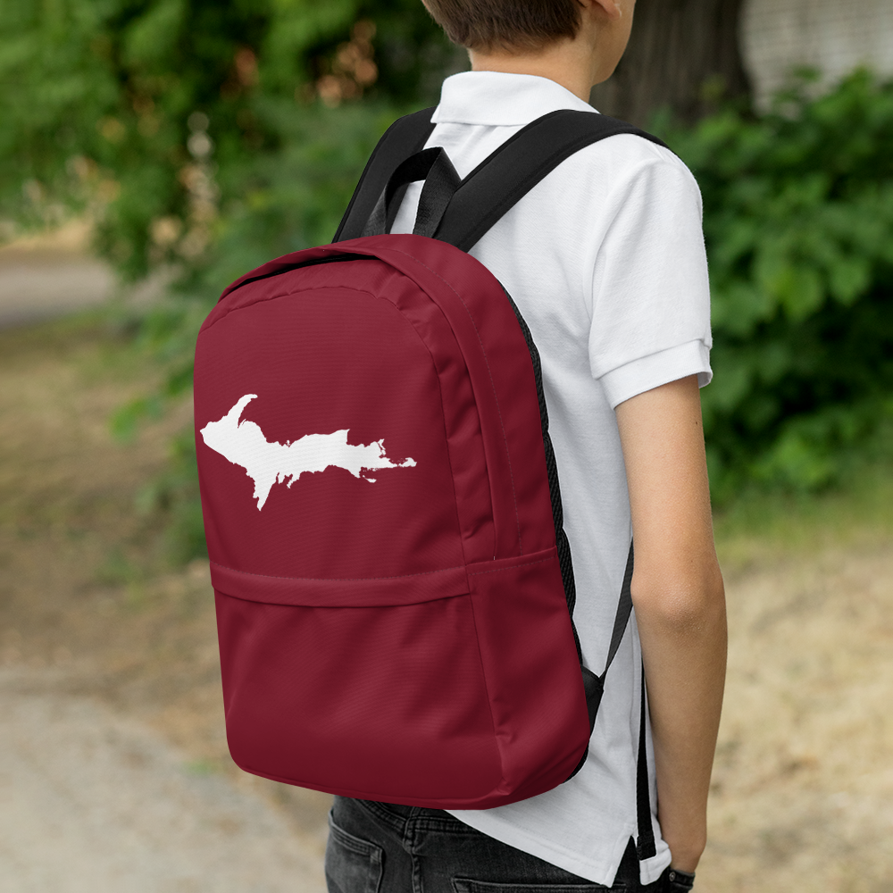 Michigan Upper Peninsula Standard Backpack (w/ UP Outline) | Burgundy