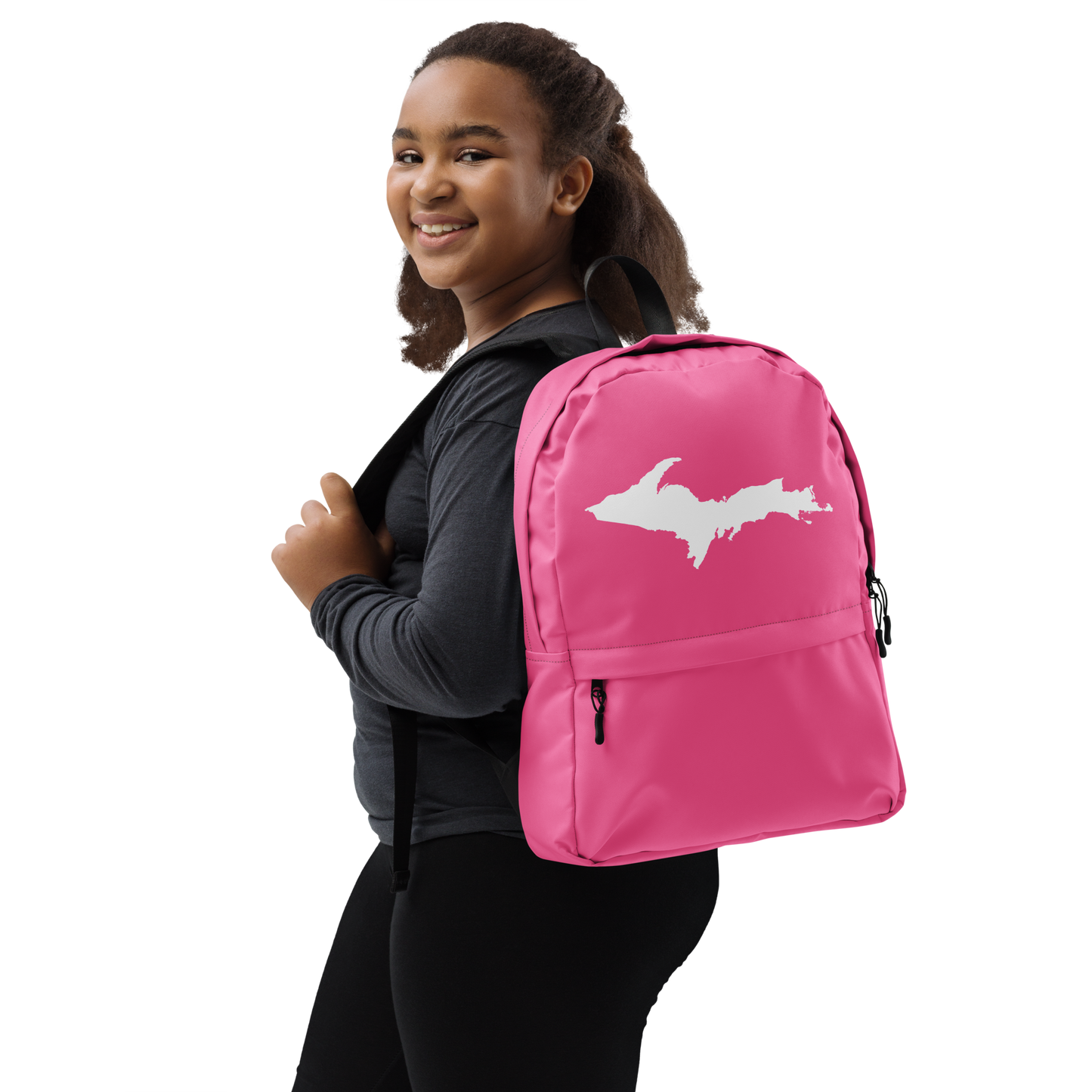 Michigan Upper Peninsula Standard Backpack (w/ UP Outline) | Hot Pink