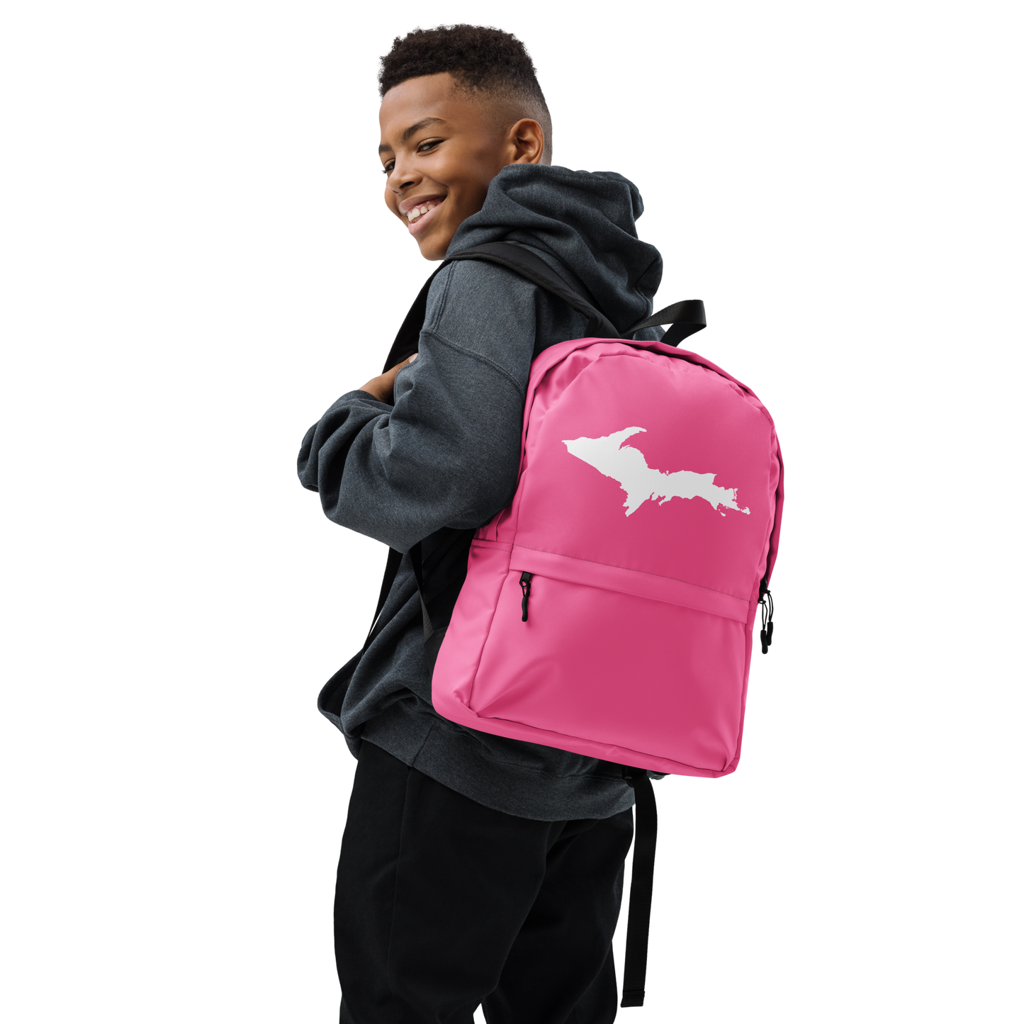 Michigan Upper Peninsula Standard Backpack (w/ UP Outline) | Hot Pink