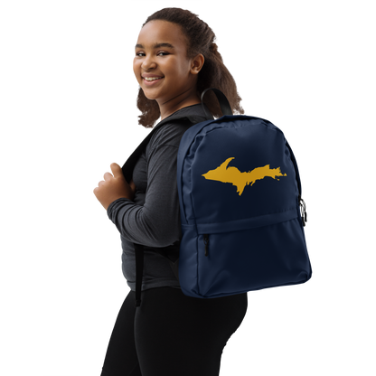 Michigan Upper Peninsula Standard Backpack (w/ Gold UP Outline) | Navy