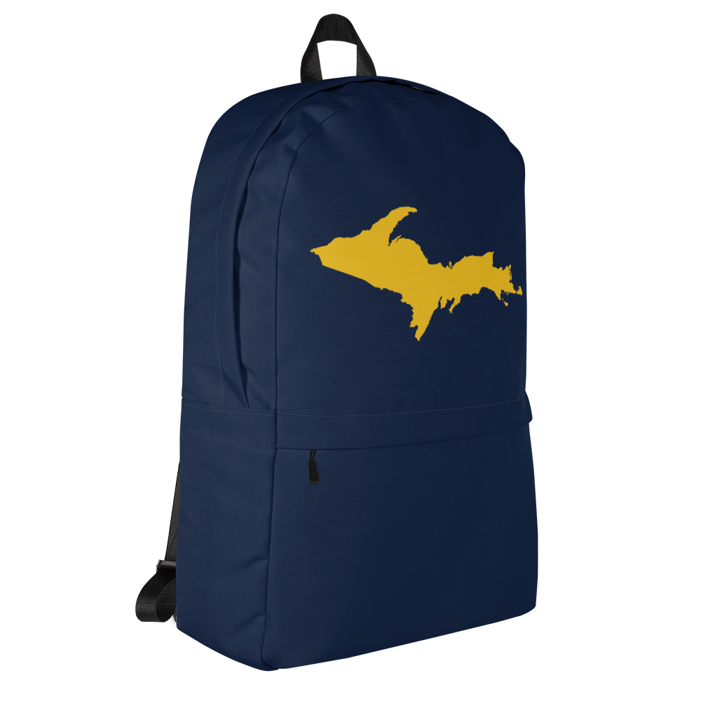 Michigan Upper Peninsula Standard Backpack (w/ Gold UP Outline) | Navy