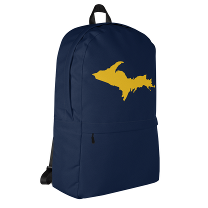 Michigan Upper Peninsula Standard Backpack (w/ Gold UP Outline) | Navy