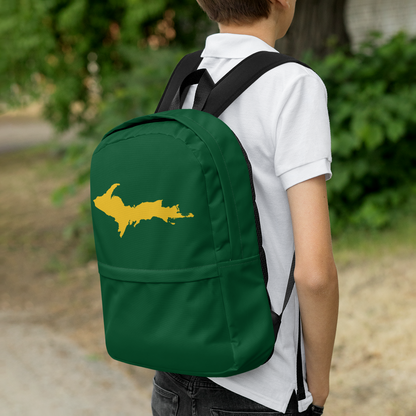 Michigan Upper Peninsula Standard Backpack (w/ Gold UP Outline) | Green