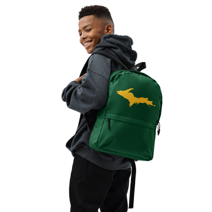 Michigan Upper Peninsula Standard Backpack (w/ Gold UP Outline) | Green