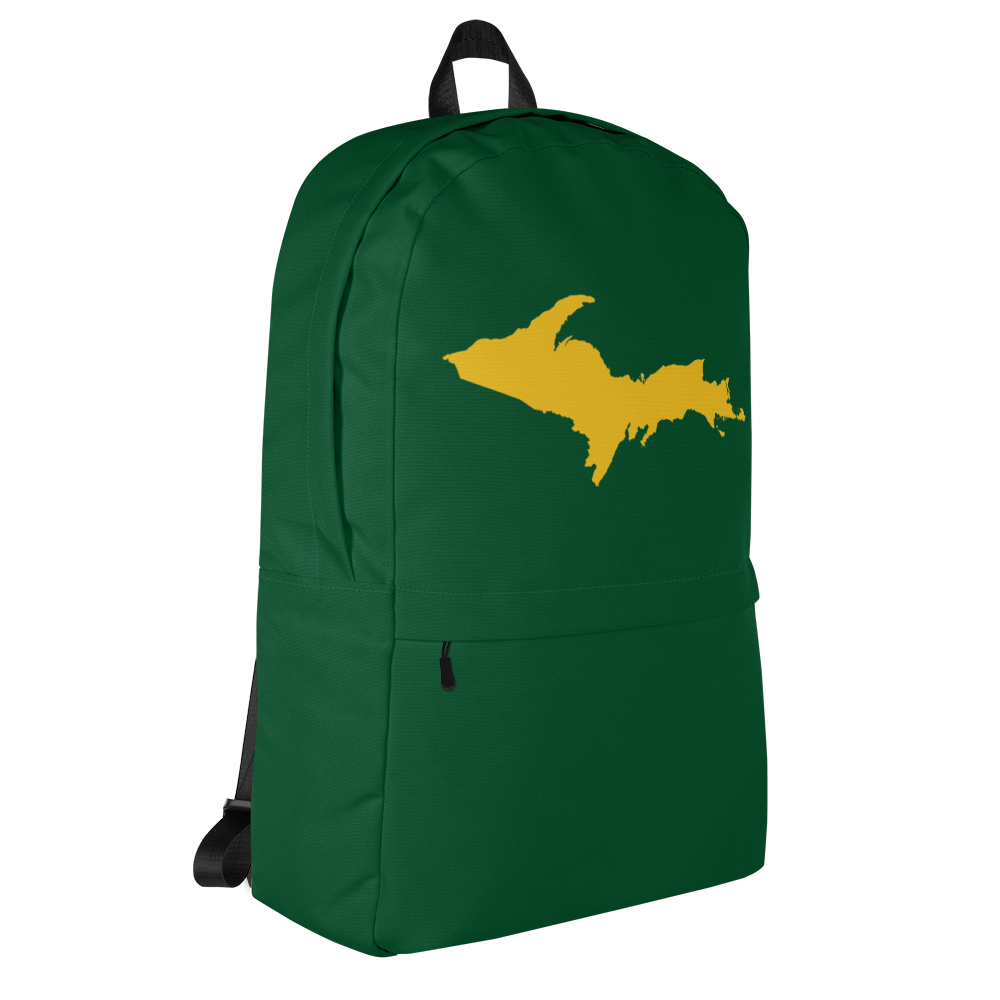 Michigan Upper Peninsula Standard Backpack (w/ Gold UP Outline) | Green