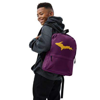 Michigan Upper Peninsula Standard Backpack (w/ Gold UP Outline) | Plum