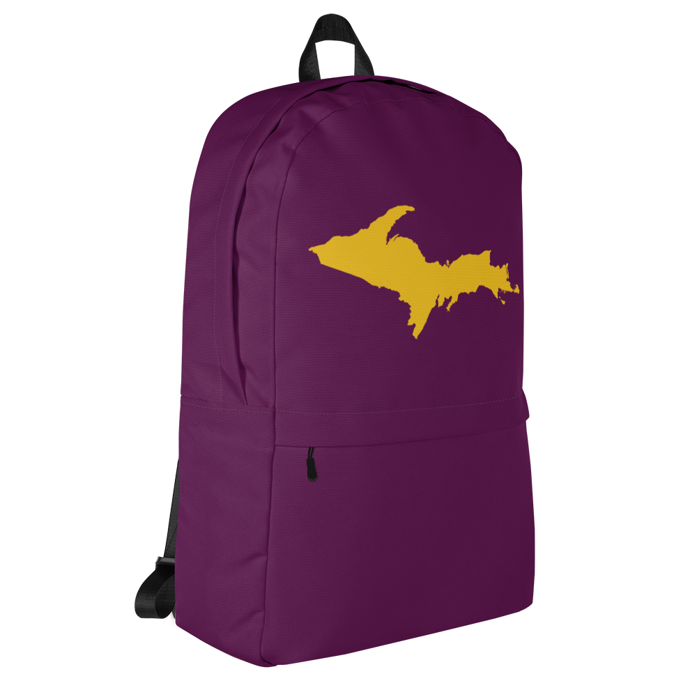 Michigan Upper Peninsula Standard Backpack (w/ Gold UP Outline) | Plum