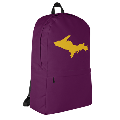 Michigan Upper Peninsula Standard Backpack (w/ Gold UP Outline) | Plum